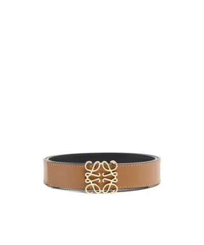 Loewe Double-sided Belt In Tan/black/gold