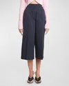 Loewe Double Waistband Wide-leg Crop Trousers In Midnight B
