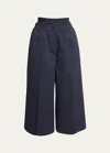 Loewe Double Waistband Wide-leg Crop Trousers In Midnight B