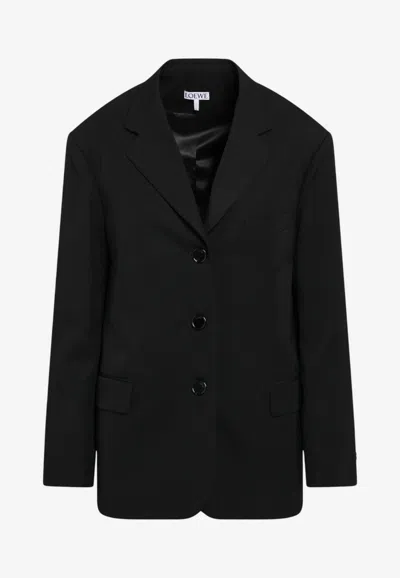 Loewe Double-breasted Buttoned Blazer In Black