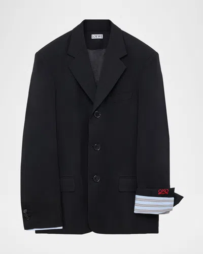 Loewe Double-breasted Wool-blend Blazer In Black