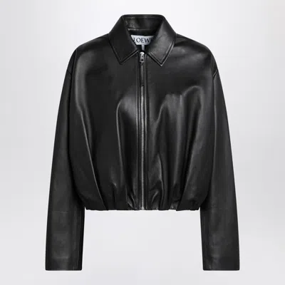 Loewe Draped Black Jacket In Leather Women