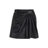 Loewe Draped Black Lambskin Midi Skirt