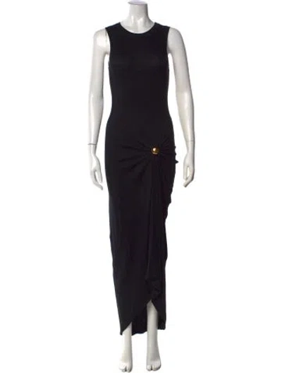 Pre-owned Loewe Draped Button Long Dress In Black