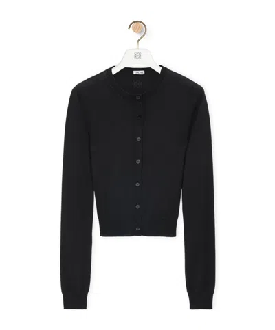 Loewe Draped Cardigan In Cashmere And Silk In Black