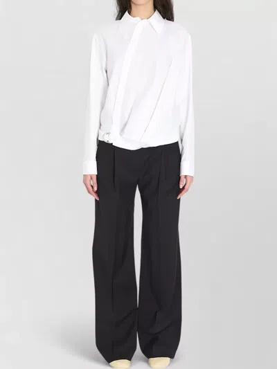 Loewe Draped Cotton Shirt Asymmetric Design In White