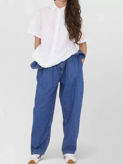 Loewe Draped Cotton Shirt Asymmetrical Hem Design In White