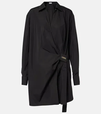 Loewe Draped Cotton Shirt Dress In Black