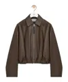 Loewe Womens Dark Green Draped Pointed-collar Leather Jacket In Brown