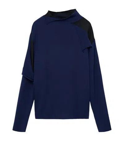 Loewe Draped Cut-away Sweater In Blue
