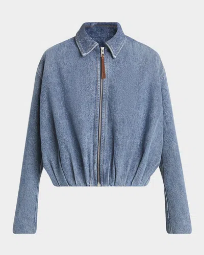 Loewe Draped Denim Bomber Jacket In Blue