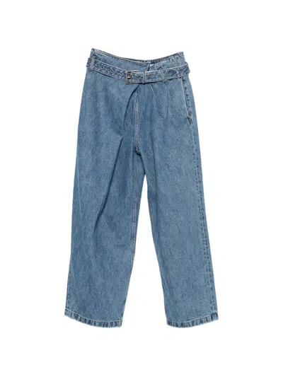 Loewe Draped Denim Jeans In Blue