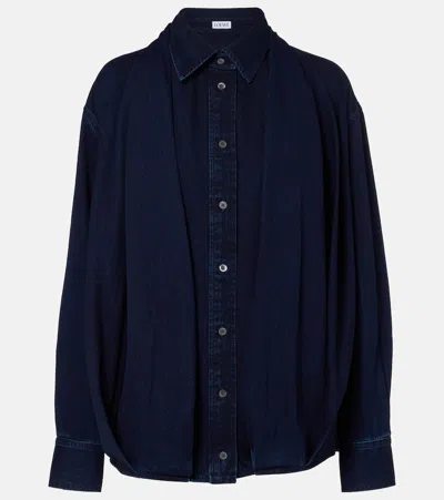 Loewe Draped Denim Shirt In Blue