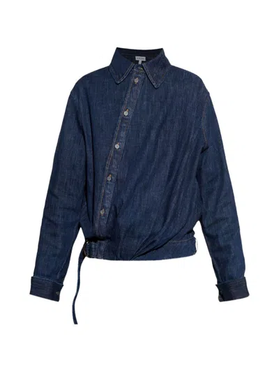 Loewe Draped Denim Shirt In Blue