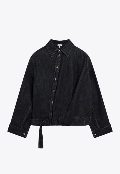 Loewe Draped Denim Shirt In Purple