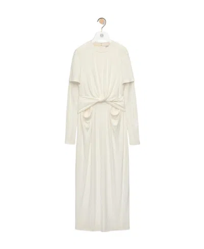 Loewe Draped Dress In Crepe Jersey In White