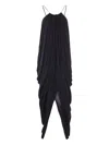 Loewe Embellished Draped Silk Halterneck Midi Dress In Black