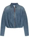 Loewe Balloon Zip-up Drawstring Denim Jacket In 蓝色