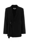 Loewe Draped Wool Wrap Jacket In Black