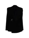 Loewe Womens Black Peak-lapel Draped Wool And Leather Blend Jacket In Black