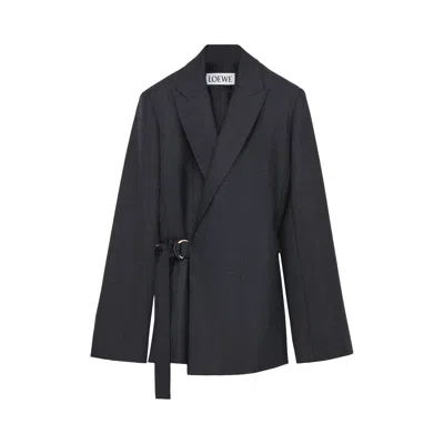 Pre-owned Loewe Draped Jacket 'dark Grey' | Women's Size 38 In Gray