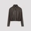 Loewe Womens Dark Green Draped Pointed-collar Leather Jacket In Green