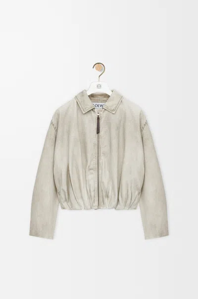 Loewe Womens Light Grey Draped Long Sleeve Denim Jacket In Gray