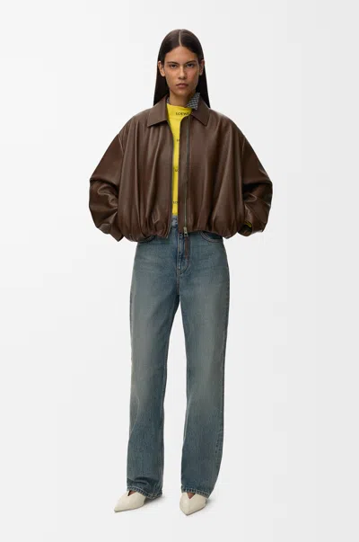 Loewe Draped Jacket In Nappa Lambskin Size: 32 For Woman In Chocolate Brown