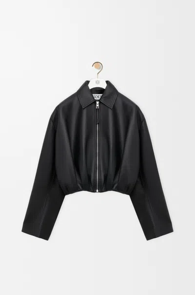 Loewe Leather Blouson Jacket In Black