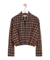 Loewe Wool-blend Draped Check Print Jacket In Orange