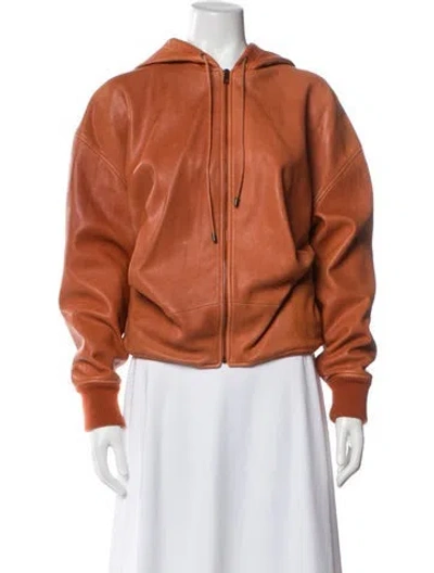 Pre-owned Loewe Draped Lamb Leather Bomber Jacket In Orange