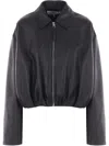 Loewe Draped Leather Jacket In Black