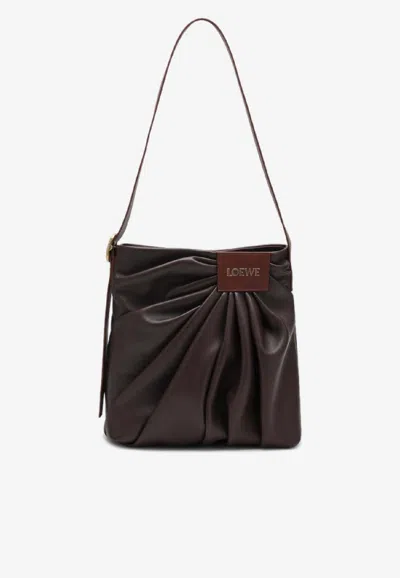 Loewe Draped Leather Shoulder Bag In Brown
