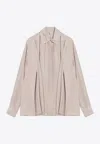 Loewe Light Pink Draped Silk Shirt Women In Multi