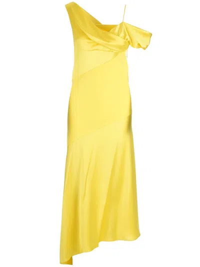 Loewe Draped Midi Dress Dresses Yellow