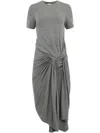 Loewe Asymmetric Knotted Jersey Midi Dress In Grey