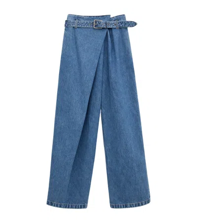 Loewe Draped Mid-rise Relaxed Jeans In Blue