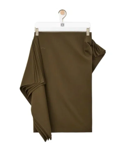 Loewe Draped Mini Skirt In Green