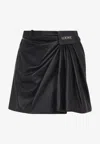 Loewe Draped Leather Skirt With Tailored Fit And Logo Belt In Multi
