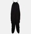Loewe Embellished Draped Silk Halterneck Midi Dress In Black