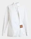 Loewe Draped Cotton Wrap Shirt With Collared Neck In White