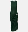 Loewe Draped Ribbed-knit Cotton-blend Midi Dress