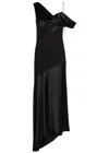 Loewe Draped Satin Gown In Black