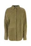 Loewe Camicia In Pelle Scamosciata Verde Salvia Donna In Green