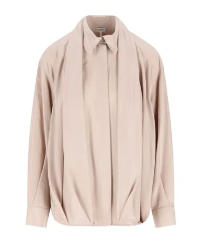 Loewe Draped Shirt In Brown
