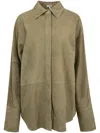 Loewe Camicia In Pelle Scamosciata Verde Salvia Donna In Green