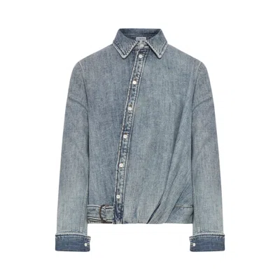 Pre-owned Loewe Draped Shirt 'washed Denim' | Blue | Women's Size 36
