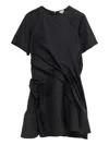 Loewe Draped Short-sleeved Dress In Black