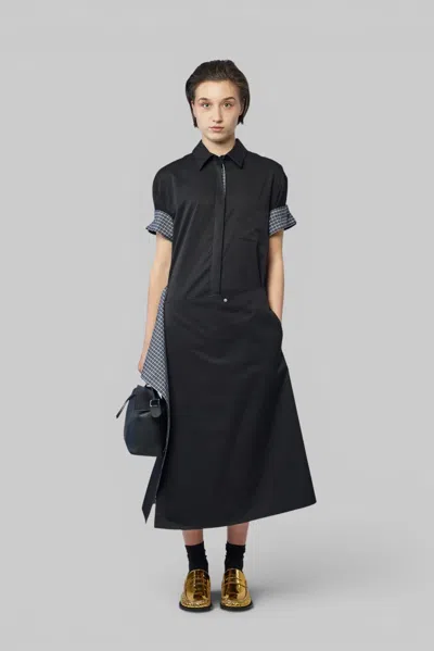 Loewe Draped Short-sleeved Dress In Black