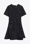 Loewe Mini Dress In Luxurious Polyester-silk Blend In Black